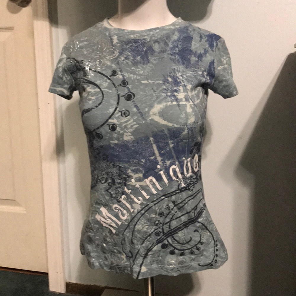 Gloria Vanderbilt grayish/blue T-shirt